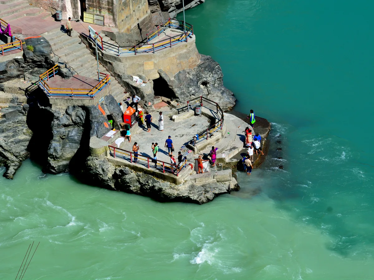 The confluence of the Bhagirathi and Alaknanda rivers at Devprayag